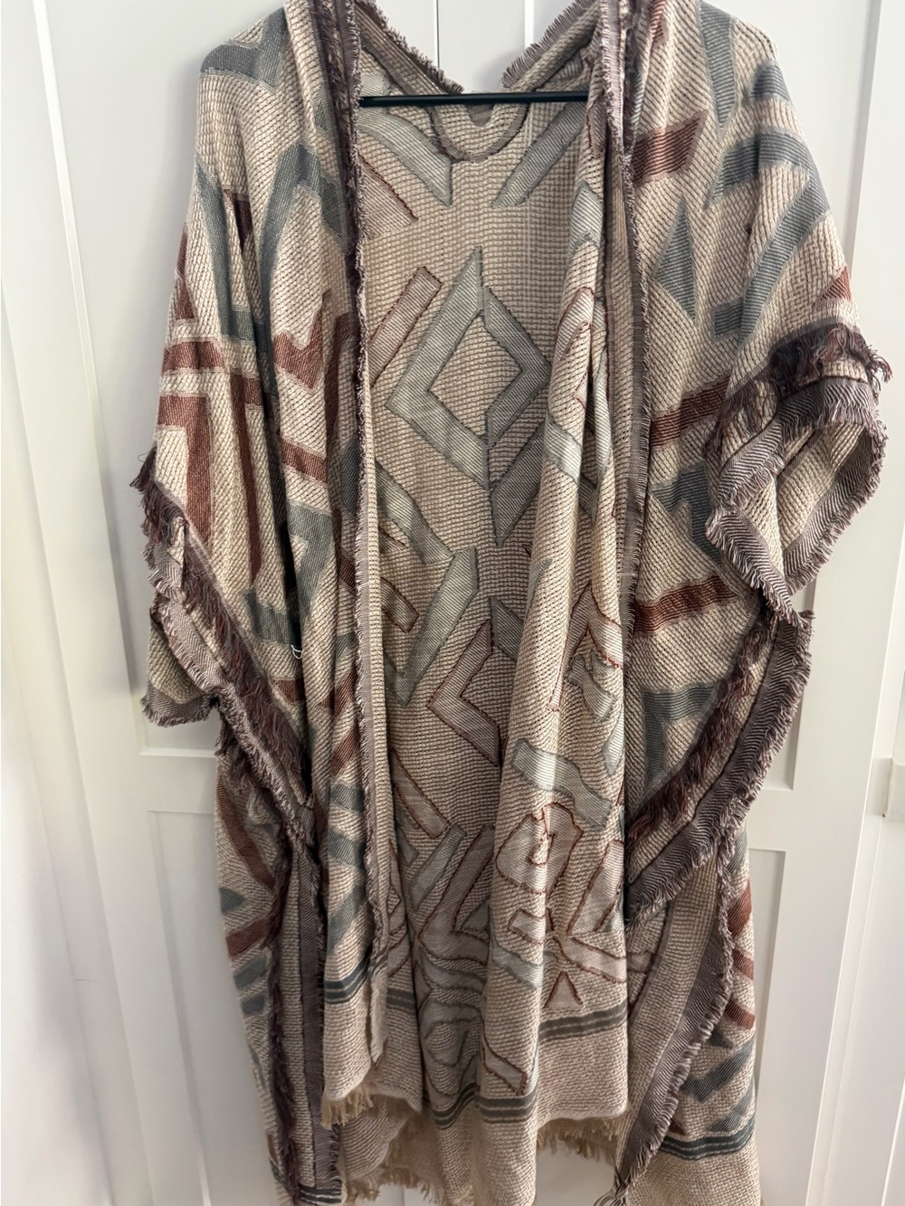 Lucky Brand Cream Beige Open-Weave Knit Kimona